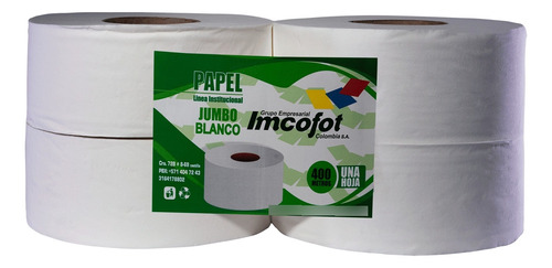 Papel Higiénico Institucional Jumbo  Blanco Imcofot 250mts