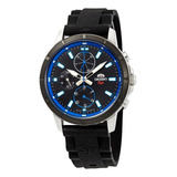 Reloj Orient Caucho Negro Azul Fecha 50m  Hombre Fuy03004b
