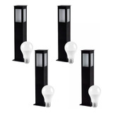 Pack X 4 Farol Marca Sendero Jardin Hierro 60cm + Focos Led