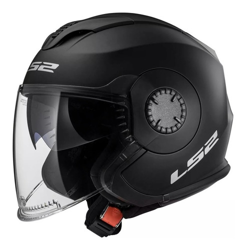 Casco Abierto Moto Ls2 570 Verso Negro Mate Doble Visor 