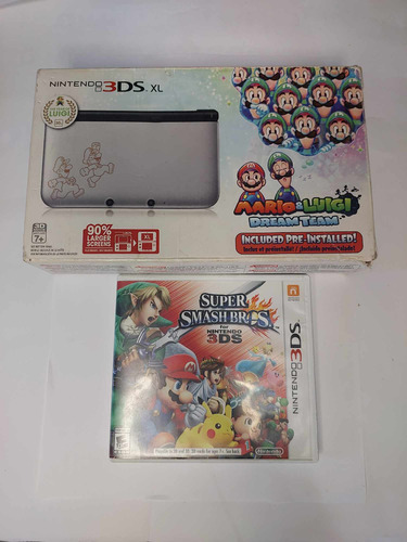 Nintendo 3ds Xl Silver Mario & Luigi Dream Team Boxed+2juego