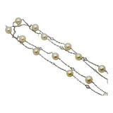 Cadena Antigua Platino 950 Perlas Brillantes 12,6 Gr