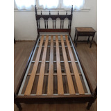 Cama Antigua De Madera Torneada De 1 Plaza + Mesa De Luz 