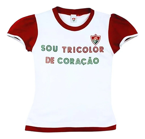 Camisa Infantil Fluminense Menina Glitter Baby Look Oficial 