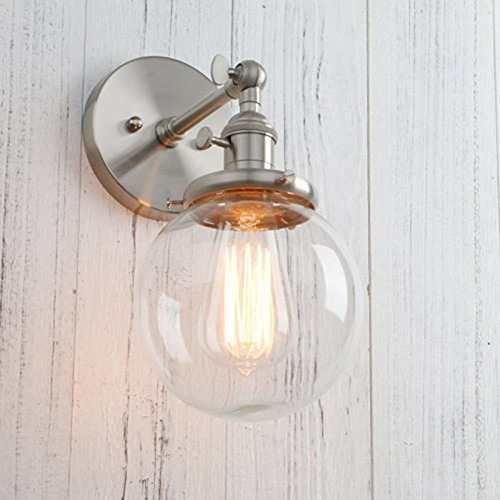 Permo - Lampara De Pared Industrial Vintage Con Mini Globo