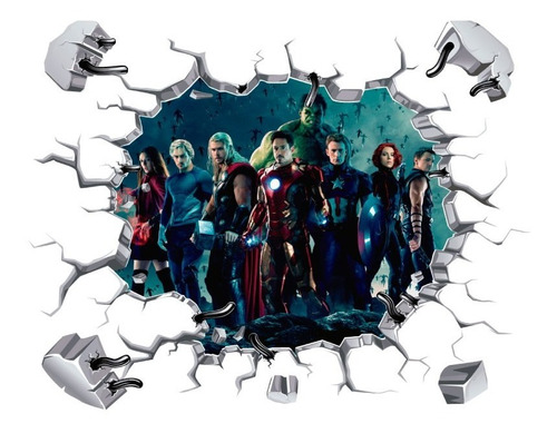 Decoración 3d Vinil Superhéroes Avengers Pegatina 65x55cm 