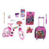 Bicicleta Infantil Menina Patrulha Canina Aro 12 9 Itens