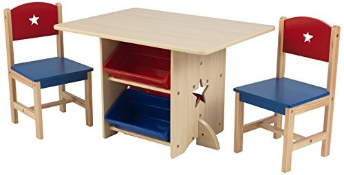 Mesa Y Sillas Infantiles Con Almacenamiento, 4 Colores.