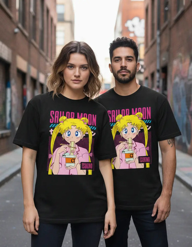 Playera Negra Estampado Serena Sailor Moon Unisex