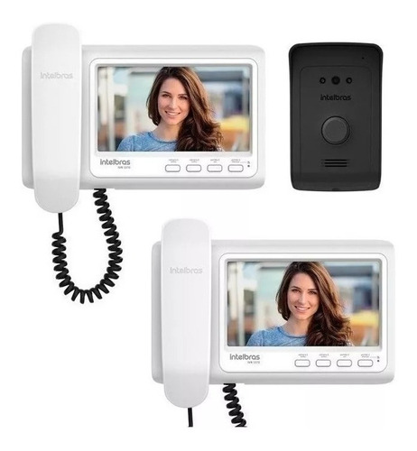 Kit Vídeo Porteiro Interfone Intelbras Ivr 1070 C/ 2 Telas