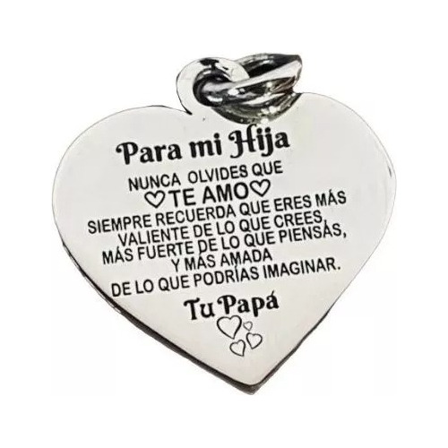 Dije De Corazón Para Hija Mensaje De Plata .925