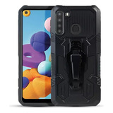 Carcasa Huawei Y6p Negra Antigolpe Clip Metalizado Army