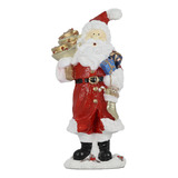 Figura Natalina Papai Noel Com Árvore De Resina 38cm Natal