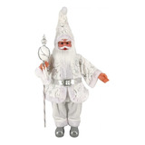 Papai Noel Musical Enfeite Natal Decoração Luxo Branco 75cm