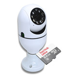 Câmera Lâmpada Segurança Wifi Ip 360 + Cartão Sandisk 64gb