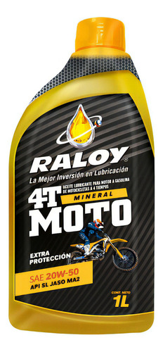 Aceite Raloy 20w50 Jaso Ma2 Motocicleta 4t Mineral Api Sl