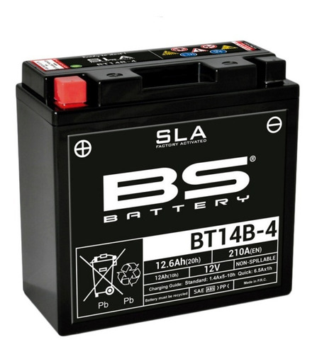 Bateria Moto Bs Battery Bt14b 4 Agm 12ah 12v