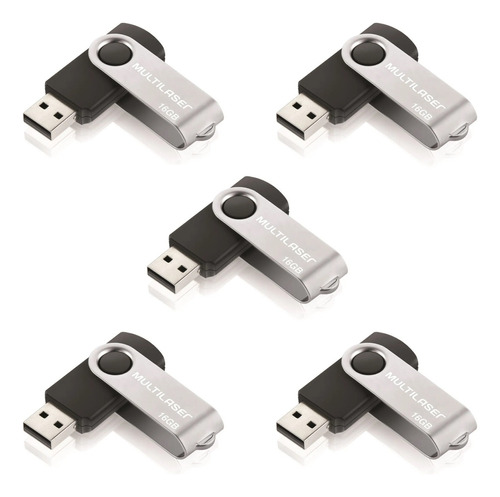 Kit 5 Pendrive Multilaser Twist Pd588 16gb 2.0