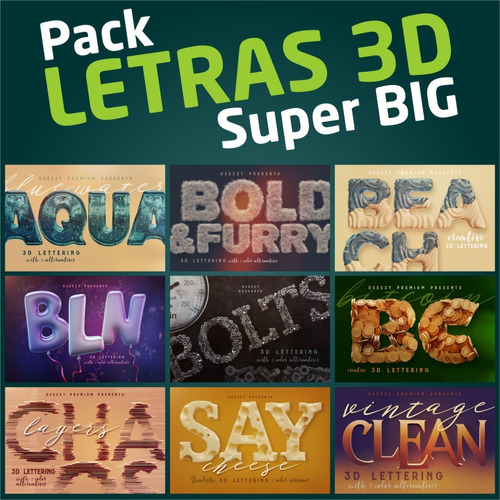 Super Pack 170 Letras 3d Png Para Social Media E Impressao