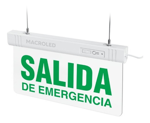 Cartel Led Indicador Luminoso Autonomo Salida De Emergencia Color Blanco, Verde