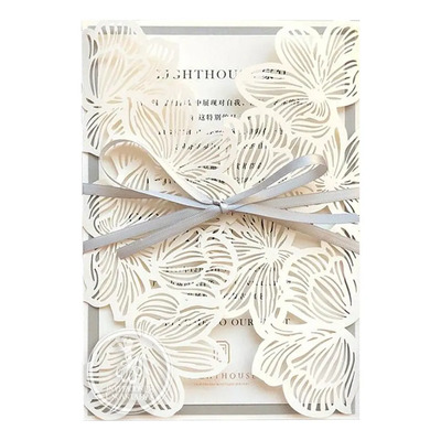25 Invitaciones Sobres Corte Laser Hueso Gf-111 Full Color Crema