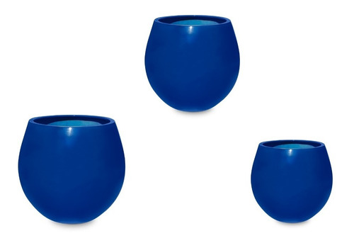 Trio De Vaso Redondo Vietnamita Fibra De Vidro 55, 45, 36cm