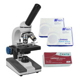 Microscópio Escolar Mono - C/ Laminas Brinde C/ Nota Fiscal 