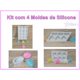 Kit Com 4 Moldes - Sabonete, Chuva De Amor, Love, Mini Rosa