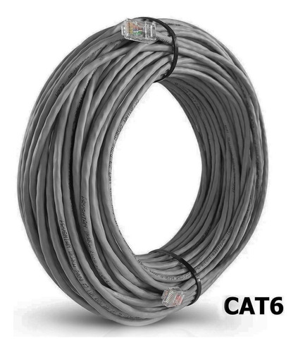 Cabo De Rede Cinza Cat6 50 Mts Ethernet Lan Giga 10/1000