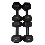  Set Mancuernas Pesas Hexagonales Pvc Gimnasio 2x5k - 2x10k