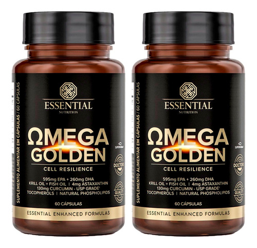 Omega Golden Essential Nutrition - Kit 2x 60 Capsulas Cada Sabor Neutro