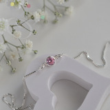 Pulseira Infantil Ponto De Luz Cravejada Rosa - Prata