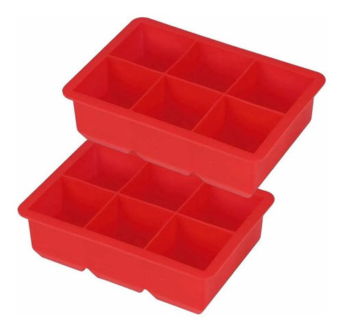 Kit2 Forma Silicone 6 Gelo Cubo Grande Negroni Bpa-free