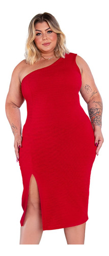 Vestido Nula Manga Plus Size Midi Fenda Curve Lindo Festas