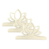 Kit 3 Porta-guardanapos Decorativo Flor De Lótus Branco