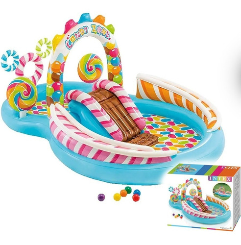 Piscina Inflable Intex 225cm Parque Acuático Candy Niños