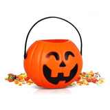 Decoração Halloween Caldeirão Grande De Abóbora Balde 14cm