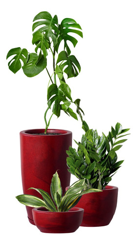 Jogo 3 Vasos Tipo Vietnamita Luxo Plantas Casa Jardim Decor 