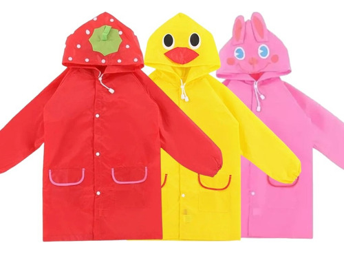 Pack 3 Capa Poncho Impermeable Niño Niña Con Capucha Lluvia