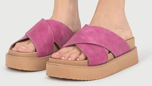 Sandalias Viamo Fucsia De Cuero Napa