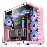 Gabinete Gamer Rosa Snow Diamond, Atx, Vidrio Templado, Rgb