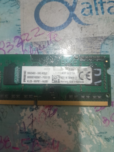 Memoria Ddr3 Kingston 4gb Kvr16ls11/4 Sodimm Para Notebook 