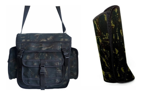 Bolsa Em Lona Camuflada + Perneira Em Lona Camuflada Oferta