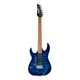 Guitarra Eléctrica Para Zurdo Ibanez Rg Gio Grx70qa De Álamo Transparent Blue Burst Con Diapasón De Amaranto