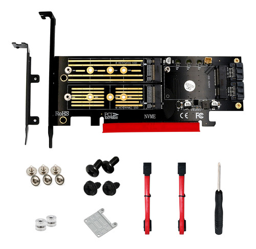 Adaptador 3 En 1 Msata Y M.2 Nvme Ssd A Pci-e 4x Y Sata3