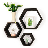 Estanteria Decoración Flotante X 3 Hexagonal Madera Colores