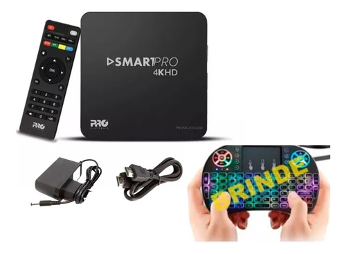Tv Box Smart Pro 4k Youtube Netflix + Teclado Led De Brinde