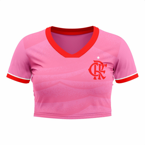 Camisa Flamengo Coral Cropped Feminina Outubro Rosa Original