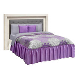 Colcha Con Cojines King Size Morado  Forro De Tela  Chelsea Color Lavanda Floral