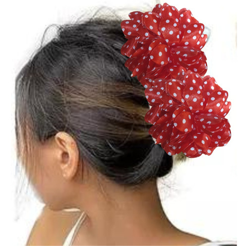 Broche De Pelo Motivo Flor Con Petalos A Lunares Mujer X Par